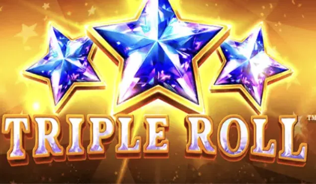 Logo di Triple Roll slot con tre stelle di cristallo su fondo dorato